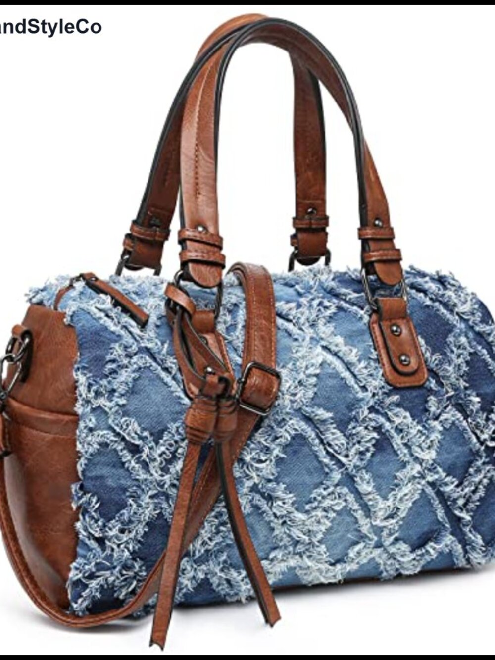 Vegan Leather Barrel Satchel Large Hobo Top Handle Work Tote Crossbody Purse